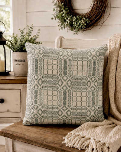 NORMANDY GREEN/TAN PILLOW 20X20 *NEW*